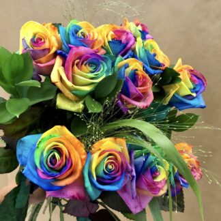 12 Rainbow Rose Bouquet