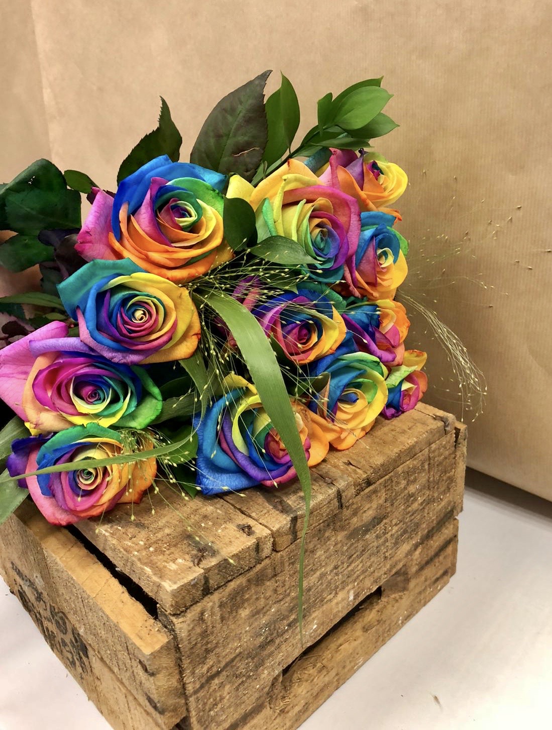 12 Rainbow Rose Bouquet