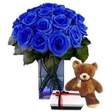 15 Blue Rose Vase Package