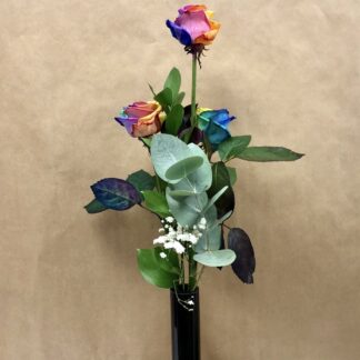 3 Rainbow Rose Vase