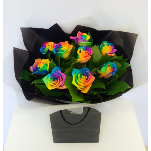 8 Rainbow Roses