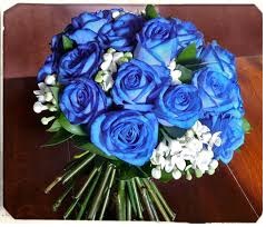 Bridal Bouquet Including Blue Roses