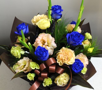 Mixed Bouquet With Blue Roses