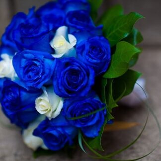Blue And White Rose Bridal Bouquet