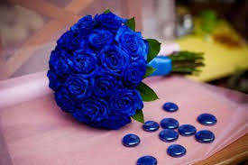 Blue Rose Cluster Bridal Bouquet