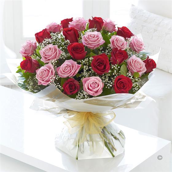 Heavenly Red and Pink Rose Handtied Extra Large