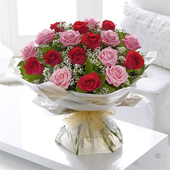 Heavenly Red and Pink Rose Handtied Large