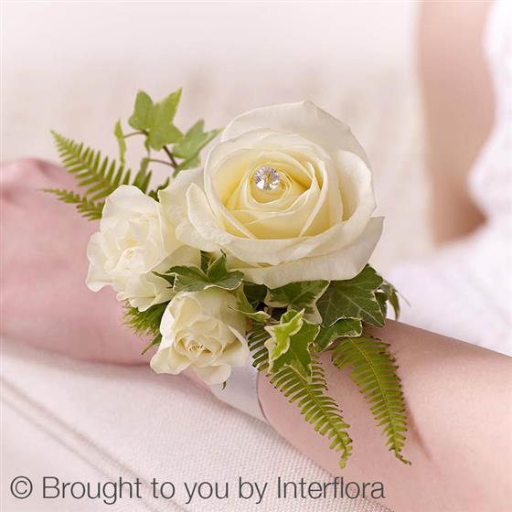 Ivory Rose and Fern Wrist Corsage