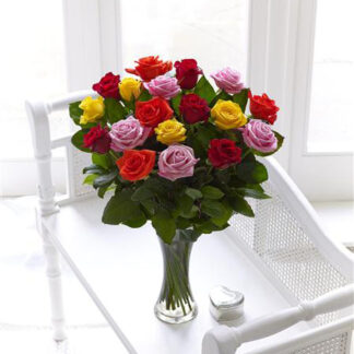 Large Elegant Mixed Rose Vase Arrangement