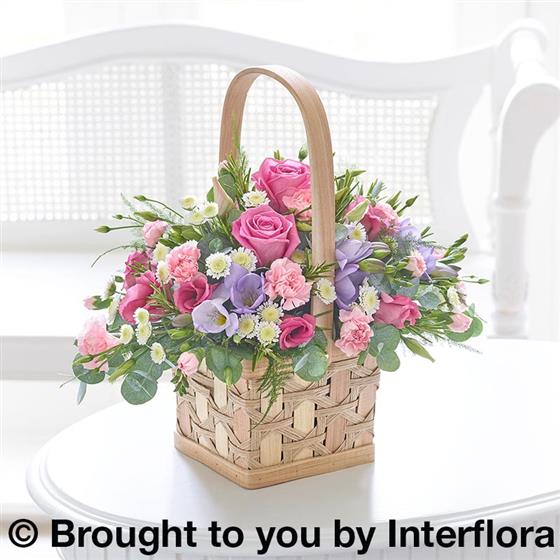Large Scented Pink and Lilac Basket