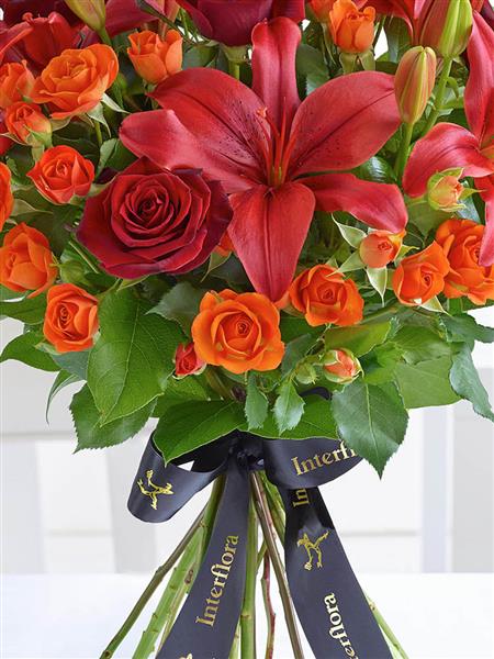 Luxury Red Rose and Lily Handtied