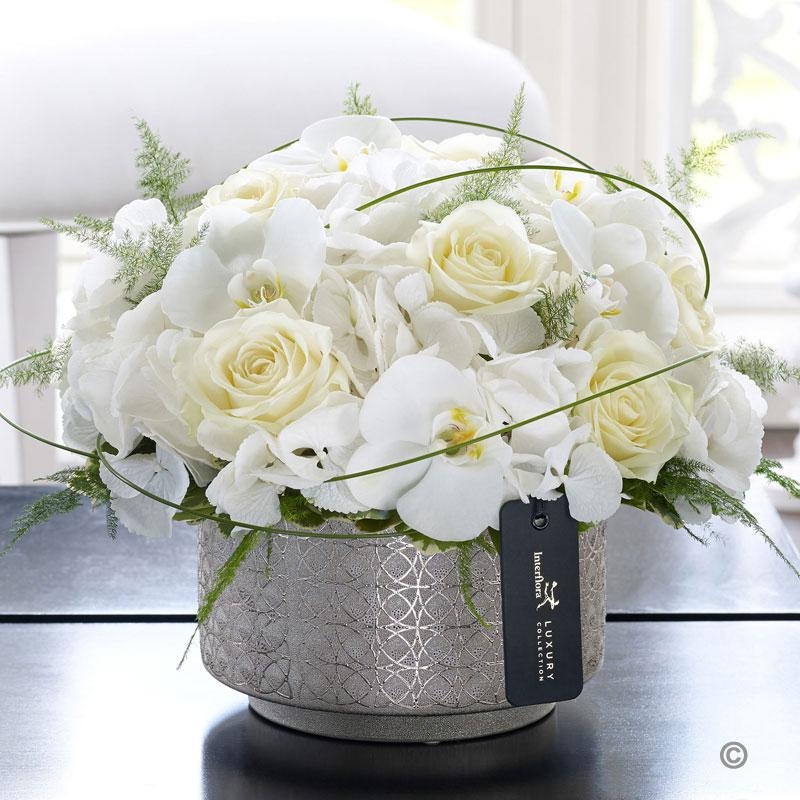Luxury White Hydrangea, Orchid and Rose Arrangement