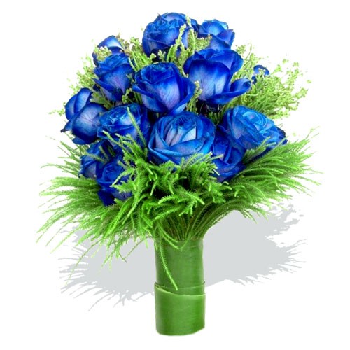 9 Blue Rose Vase Arrangement